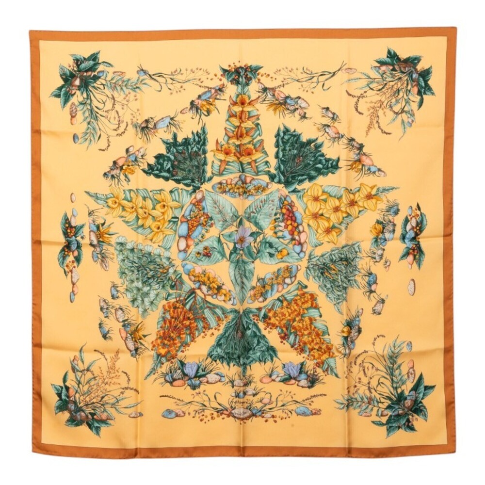 Hermes Carre 90 Pythagoras Scarf/Muffler, Brown/Multicolor Silk, Women's